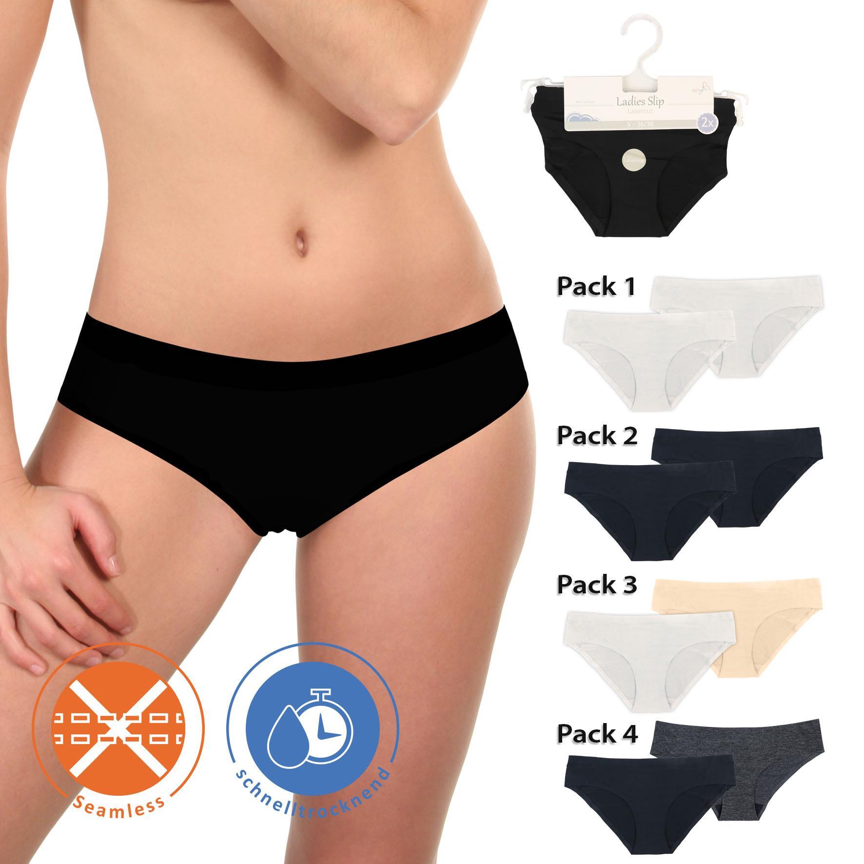 Damen Bikinislip 18133, Lasercut Lurex, Pack 4, 2er-Pack, Gr.48/50
