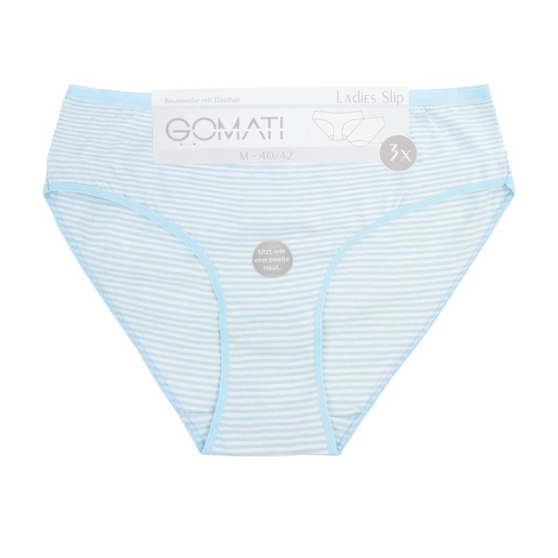 Damen Bikinislip 19115, gestreift, Pack 1,Gr.44/46, 3er-Pack