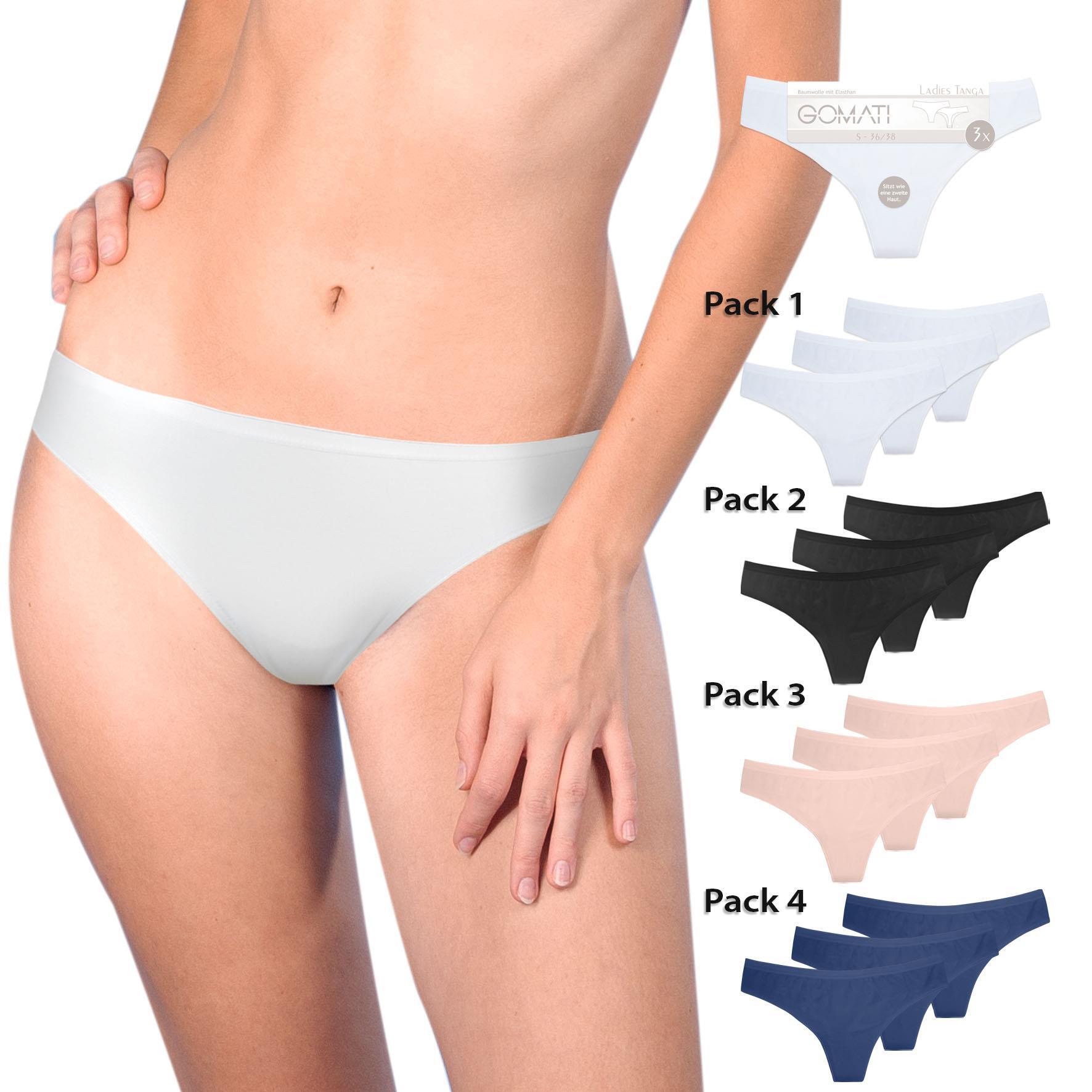 Damen Tanga 10112, Schwarz, 3er Pack, Gr.40/42
