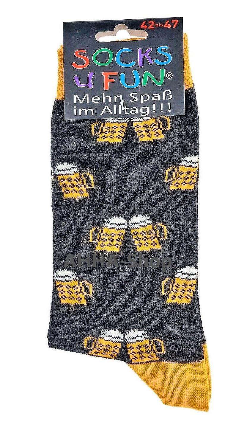 2 Paar „Socks4fun“ Socken mit Biermotiv, Gr. 42 - 47 